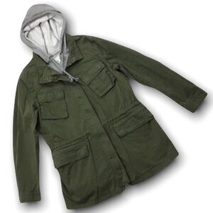 TREASURE & BOND Olive Explore Hooded Utility Jacket Size Small